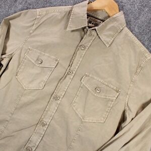 Converse Shirt Jacket‎ Mens S Beige Brown Chest Pockets Grunge Classic #AB574